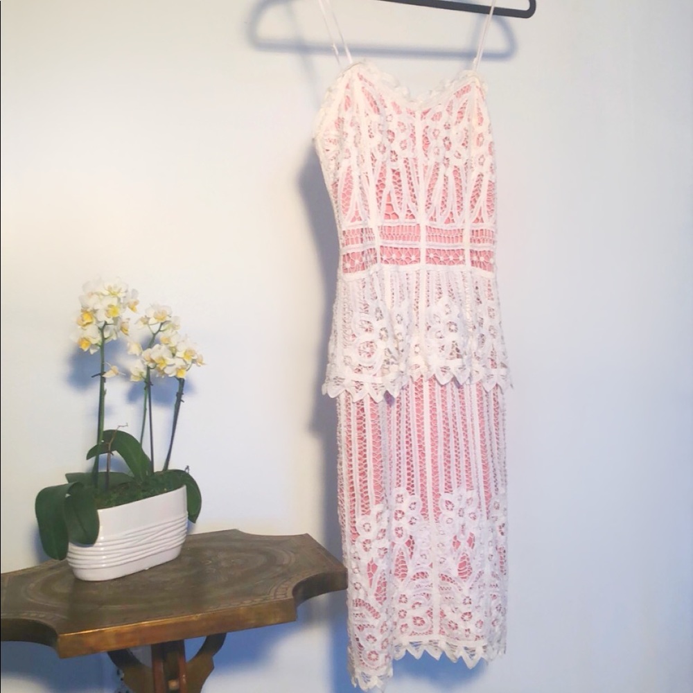 Betsey Johnson Lace Pink & White Brunch Dress